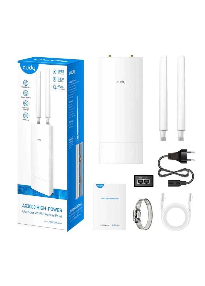 Точка доступу зовнішня WiFi 6 2.5G AP3000 OUTDOOR з підтримкою Mesh дводіапазонна (73-00527) Cudy (382701825)