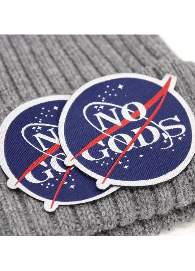 Нашивка жаккардовая "No gods" d= синего цвета на флизелиновой основе (543) No Brand (335811514)