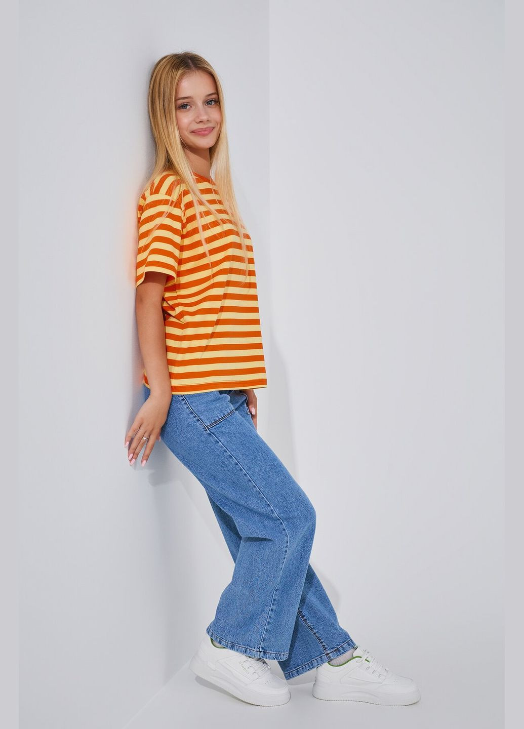 Оранжевая футболка с узором для девочки gbc02403 122 см оранжевый shop (2000990722171) LAWA