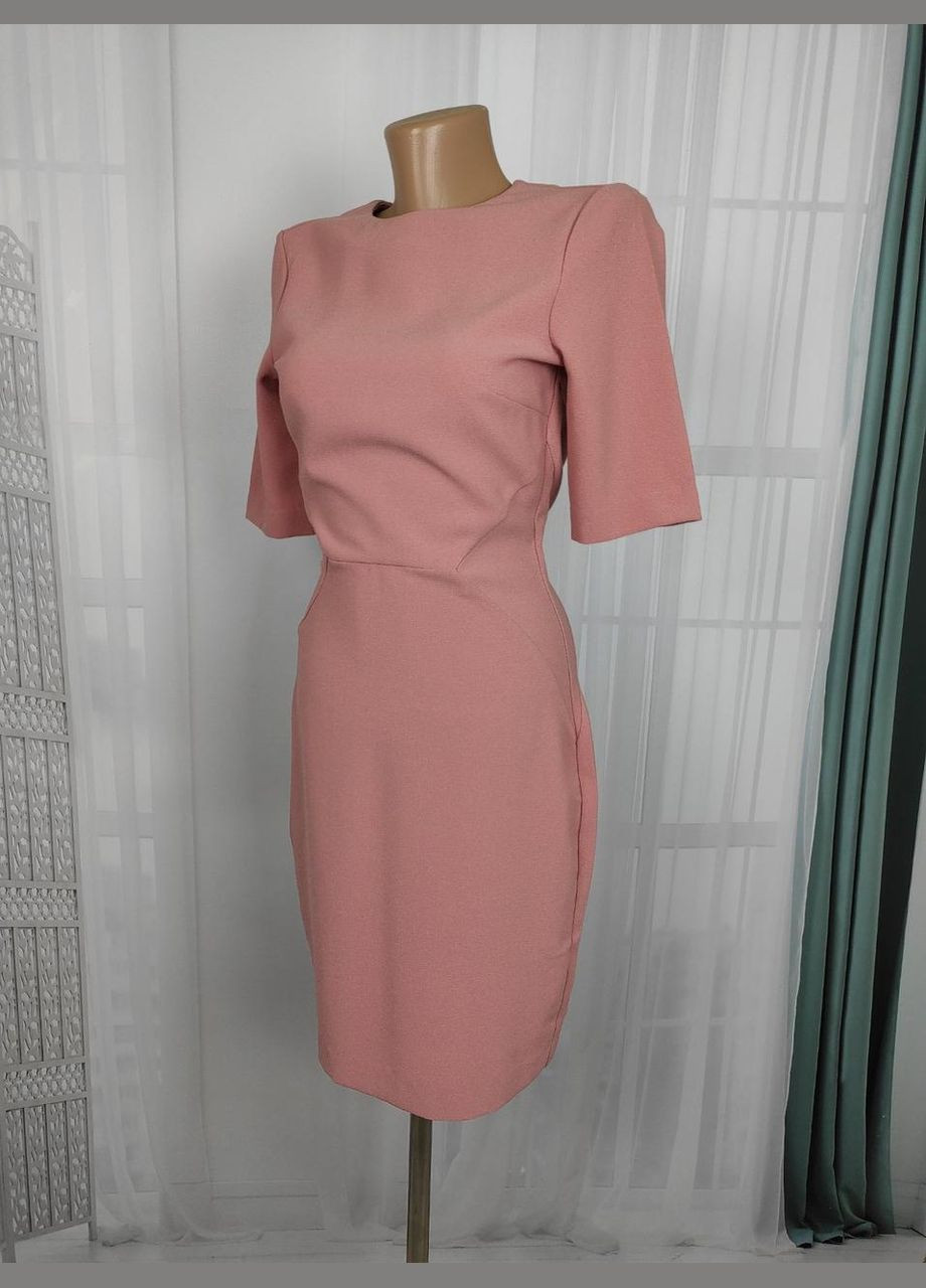 Розовое повседневный, кэжуал, вечернее платье приталенное на молнии сзади для женщины 0429942006 H&M однотонное