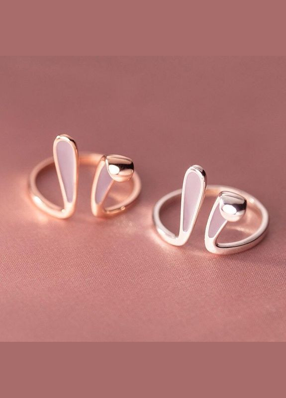 Кольцо для нежной девушки серебряные заячьи ушки колечко в виде розовой зайки с ушками регулируемый Fashion Jewelry (285780981)