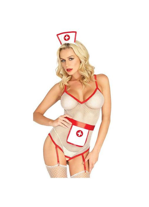 Прозрачный игровой костюм медсестры с подвязками для чулок - XS - Ролевые костюмы No Brand (358200501)