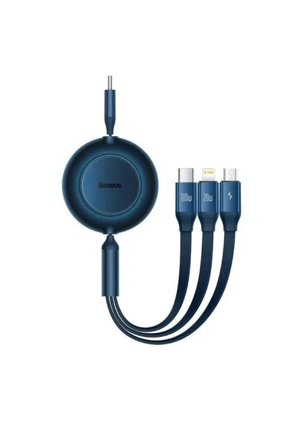 Кабель Bright Mirror 2 Series Retractable 3-in-1 Fast Charging Data Cable Type-C to M+L+C 100W 1.1m Blue Baseus (369457197)