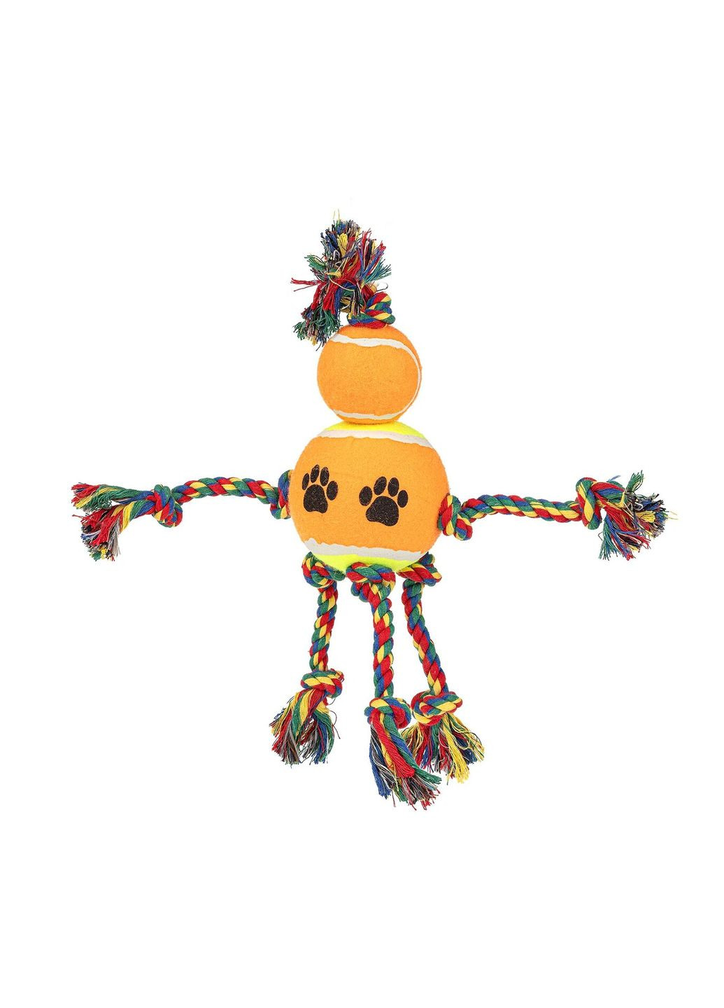 Іграшка для собак Вузловий канат з двома м'ячами, 32см Happet (353688780)