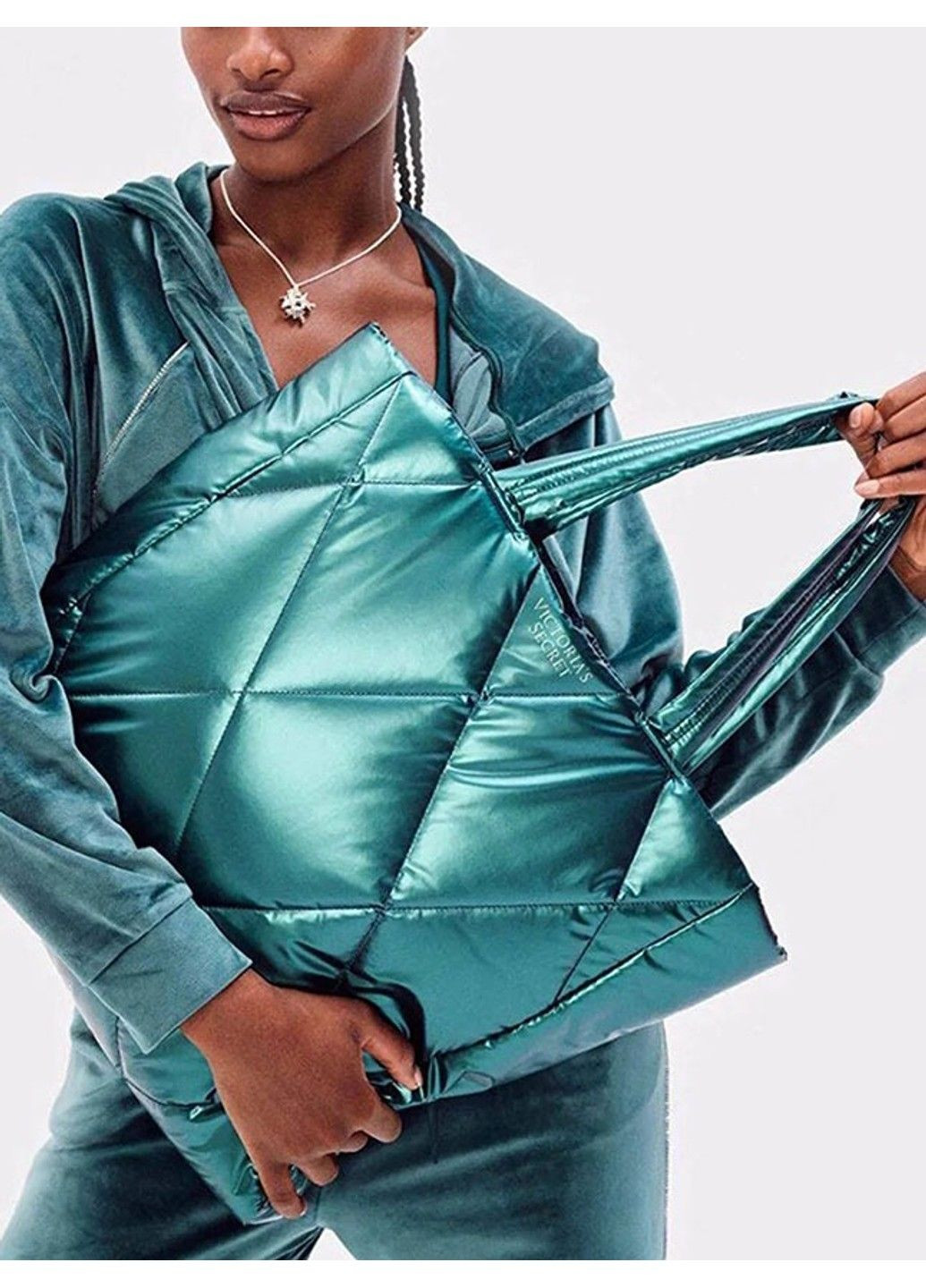 Сумка-шоппер Puffer Tote Bag Midnight Green Victoria's Secret (328267444)