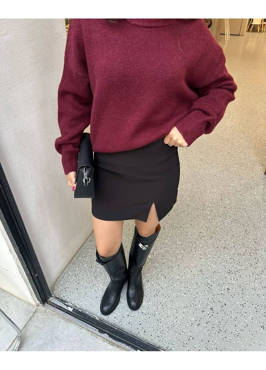 Черная повседневная, вечерний, офисная, кэжуал однотонная женская юбка FINO Mode а-силуэта (трапеция)