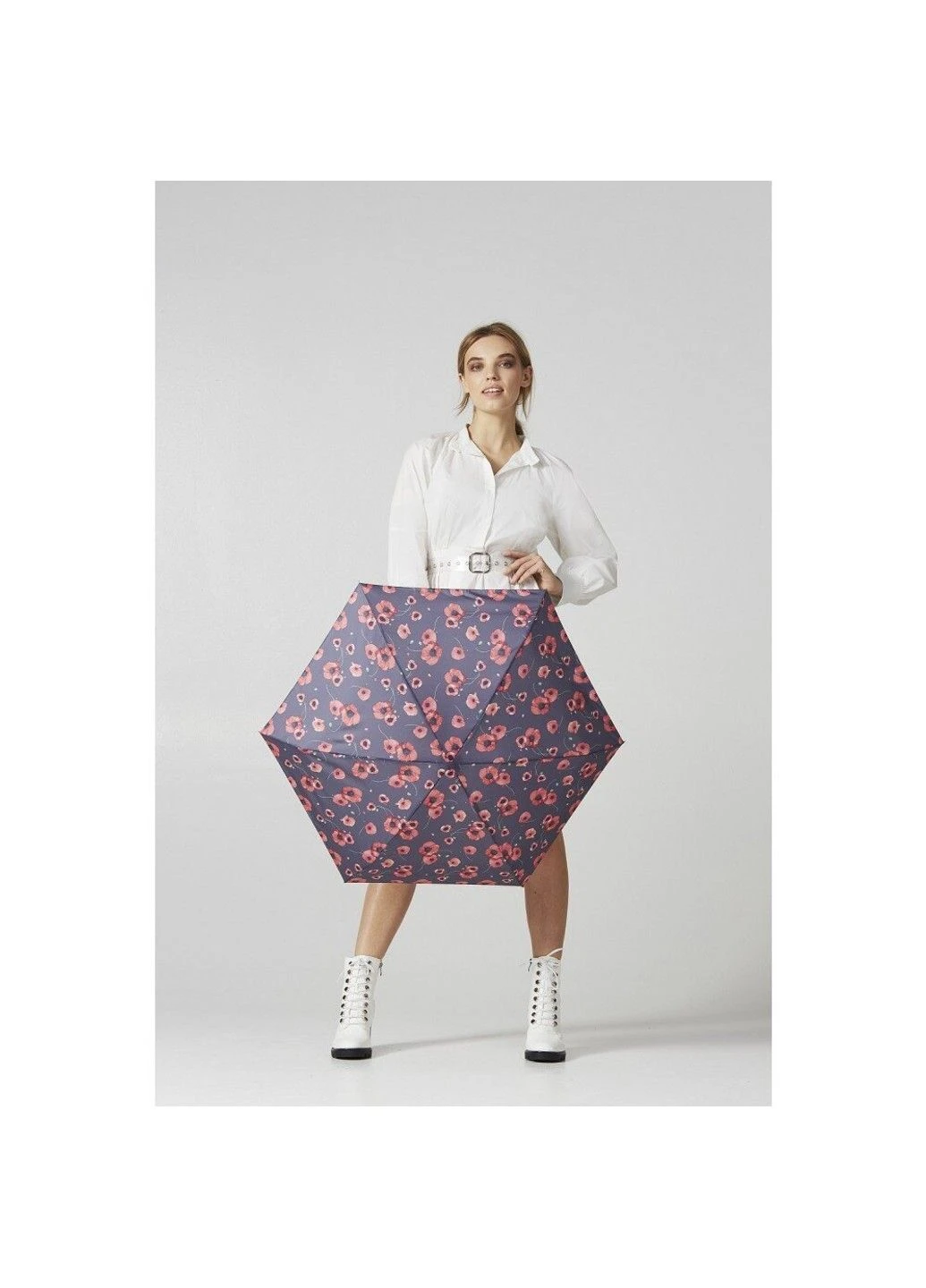 Синий зонт женский механический l501-037676 tiny-2 poppy breeze (бриз) Fulton маленький (324985696)
