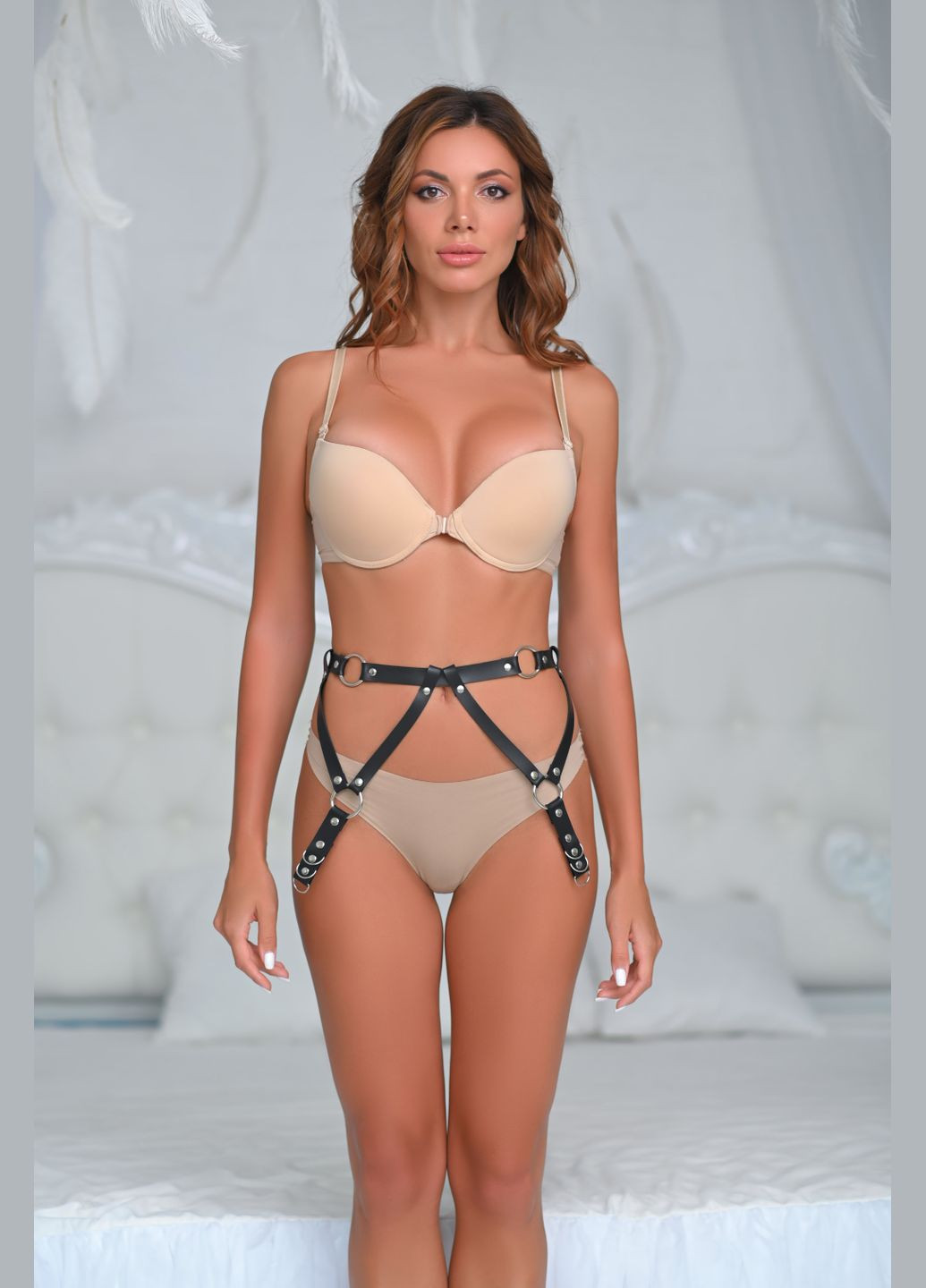 Натуральна шкіра портупея гартери з кільцями Needle 422 No Brand (296666454)