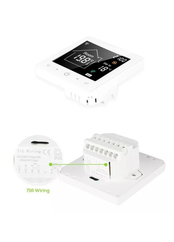 Терморегулятор сенсорний з Wi-Fi Oshland М2 для водяної/електричної теплої підлоги сумісний з TUYA "Розумний дім" Білий ECHO (349844342)