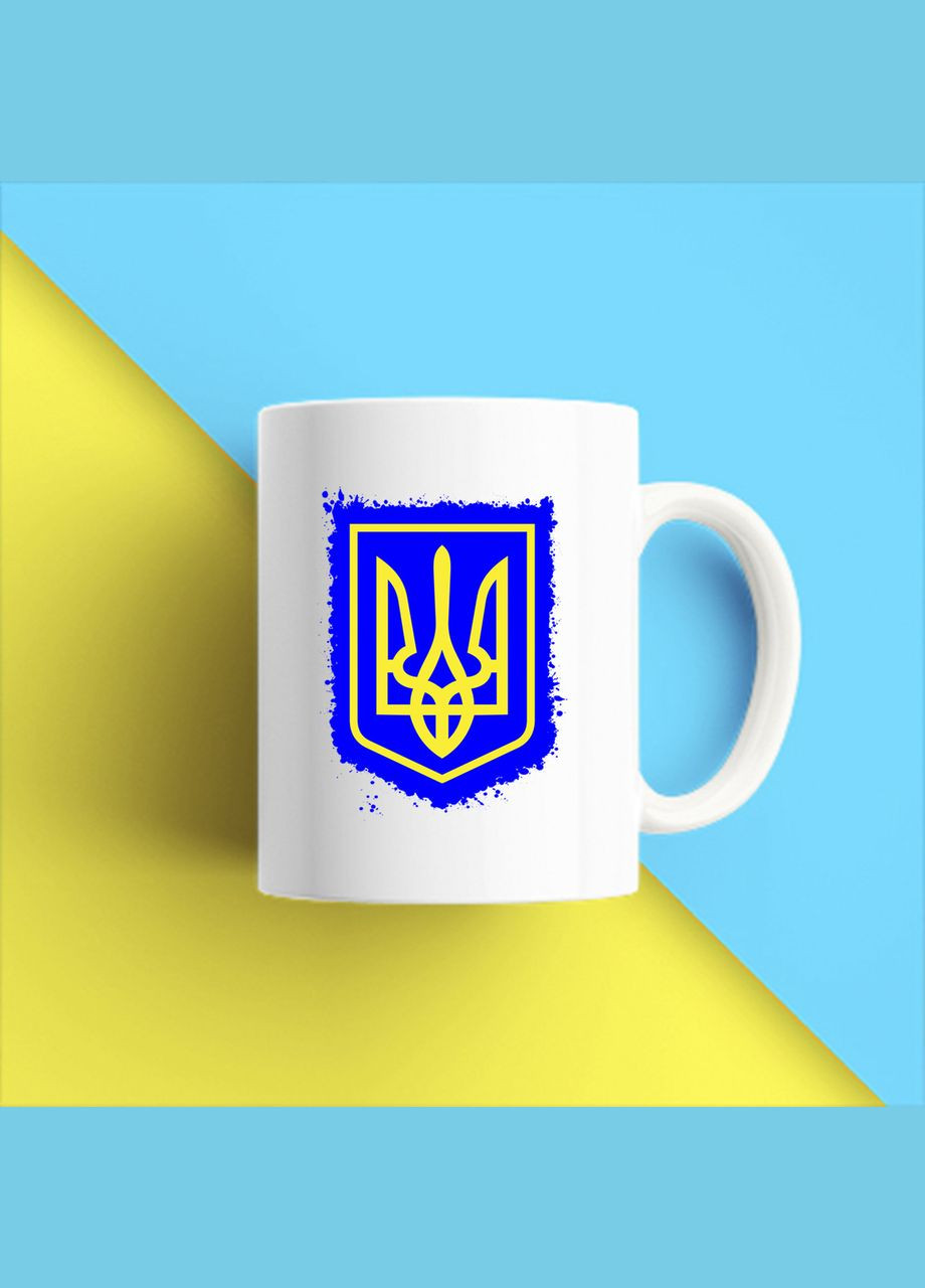 Білий кухоль (чашка) з принтом "Український герб на синьому фоні" Push IT Кавун Чашка (316113023)