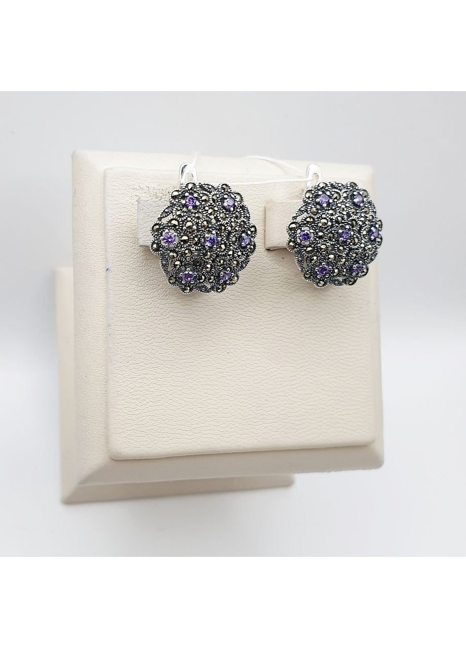 Сережки срібні з аметист альпінітом 3,15 г No Brand (369737108)