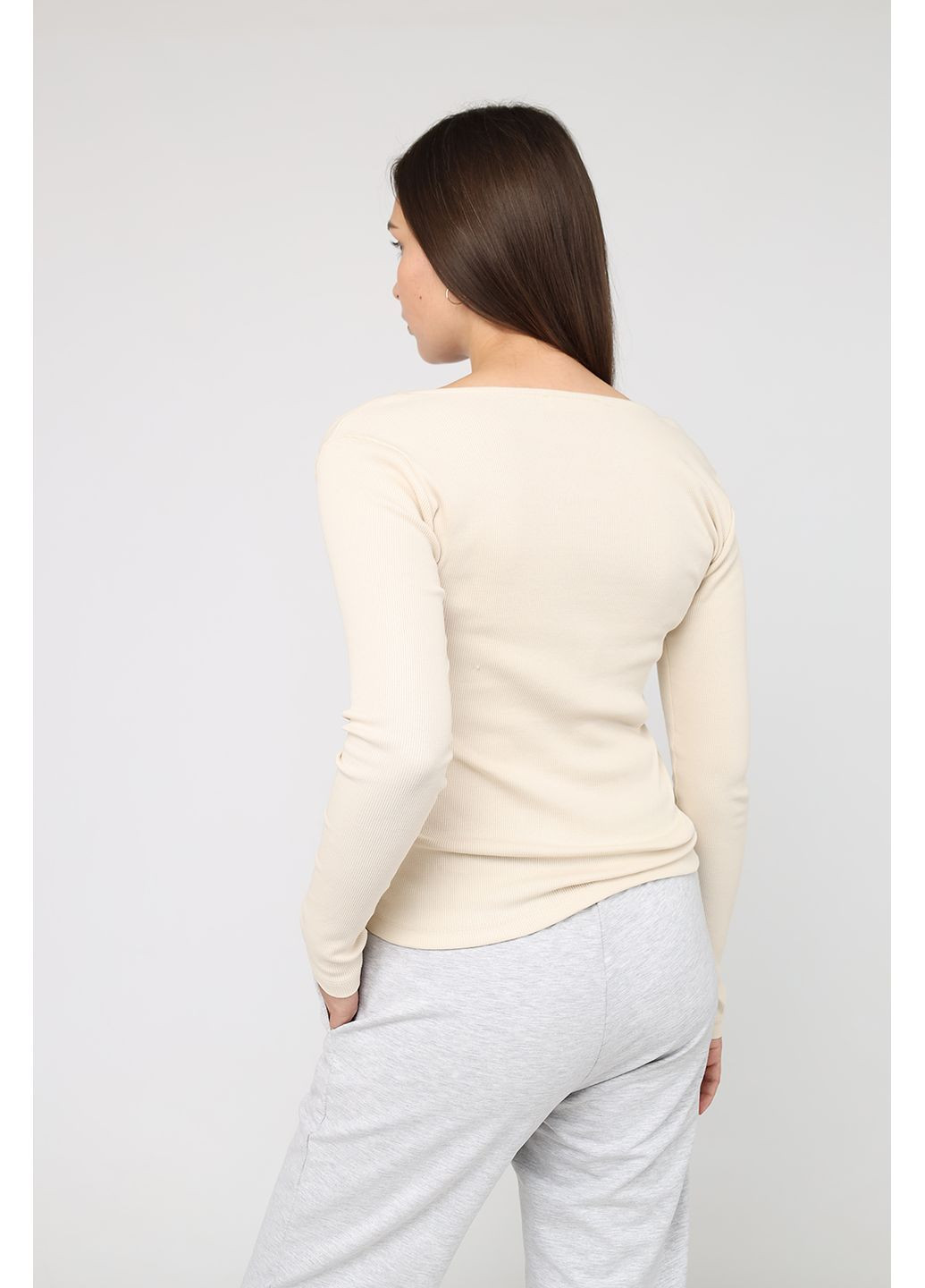 Футболка с длинным рукавом женская цвет молочный CB-00284475 Yuki - (368824084)
