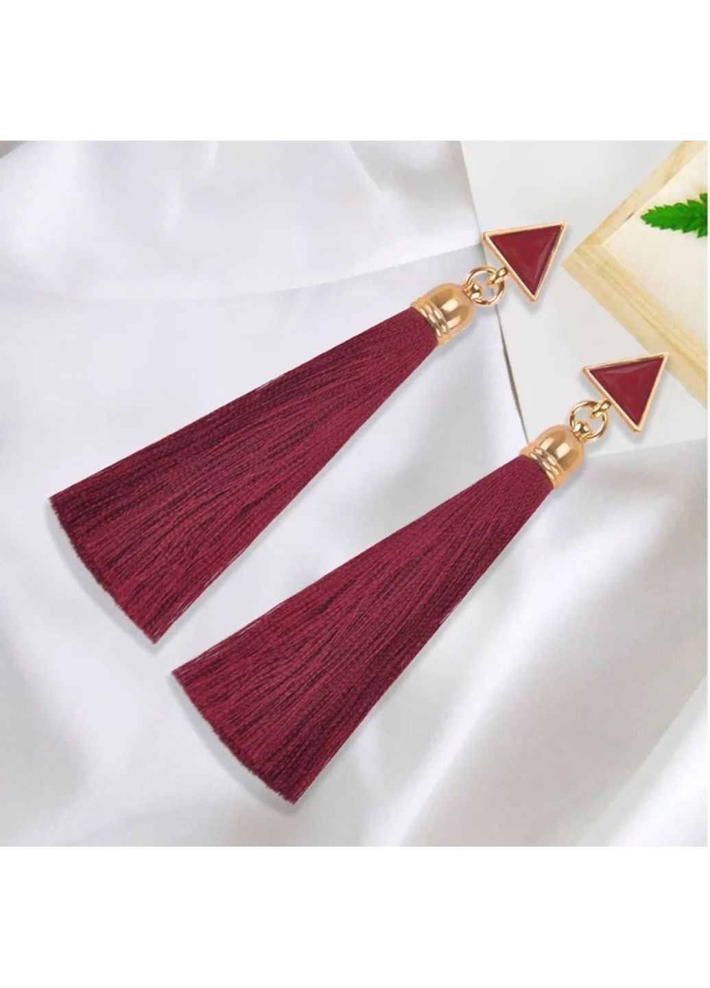 Сережки/сережки китиці, довгі, з ниток, з підвіскою «Art deco» (червоний) China (366875104)