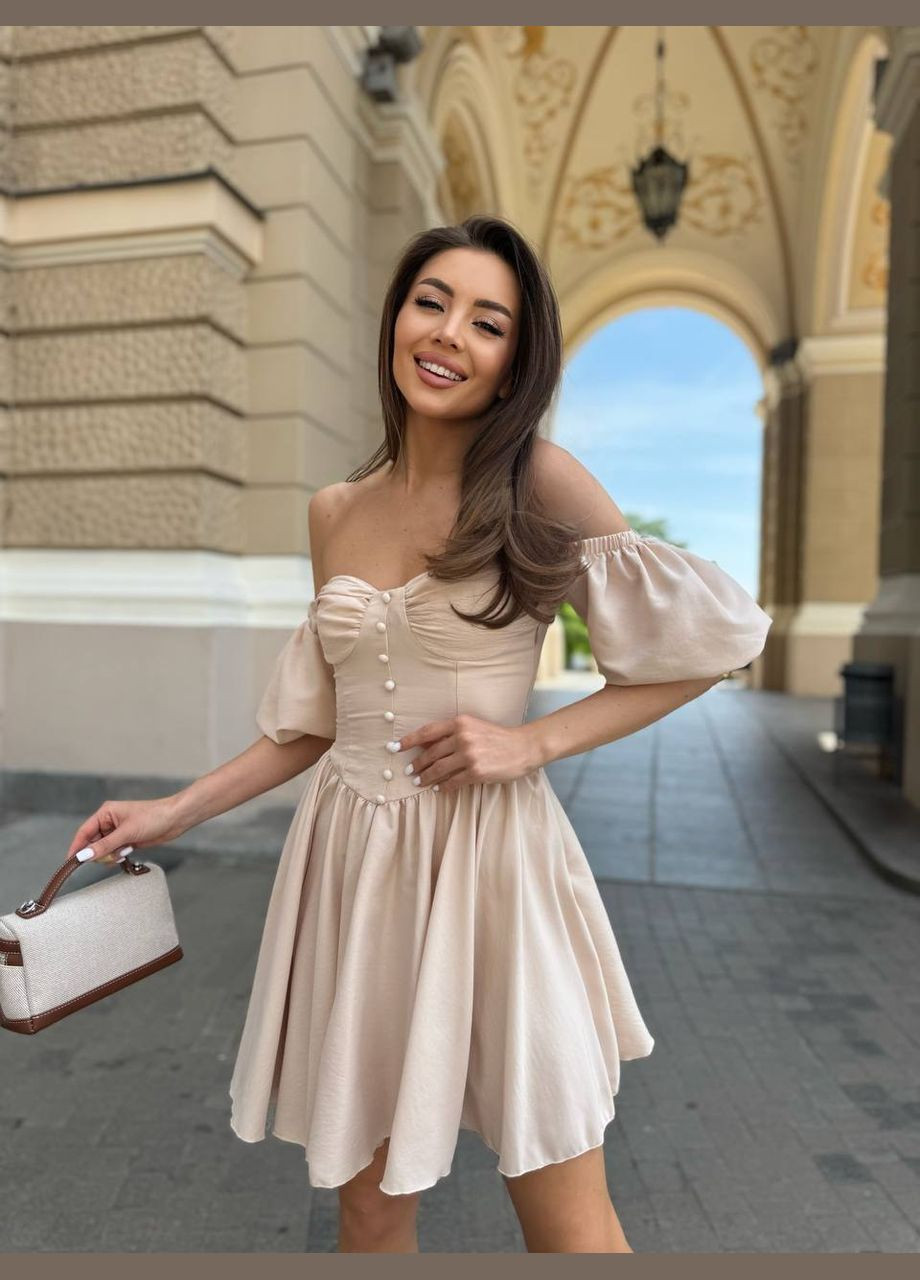 Бежева повсякденний сукня DK/DL Мода без кордонів однотонна