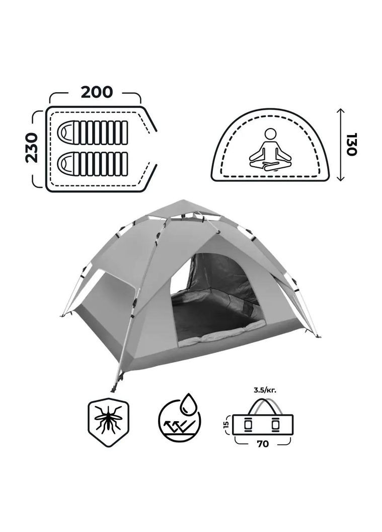 Автоматичний намет двомісний водонепроникний зелений для кемпінгу та активного відпочинку ProDobro (364189731)