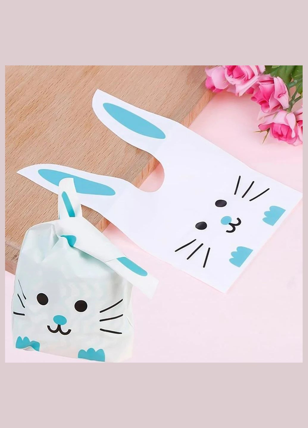 Набір пакетів з вушками зайчик блакитний 13,5*22 см 25 шт (OK0075_6) No Brand (339067181)