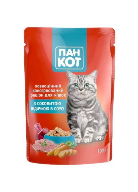 ИНДЕЙКА в соусе, пауч 100г (24шт/уп). Пан Кот (289466061)