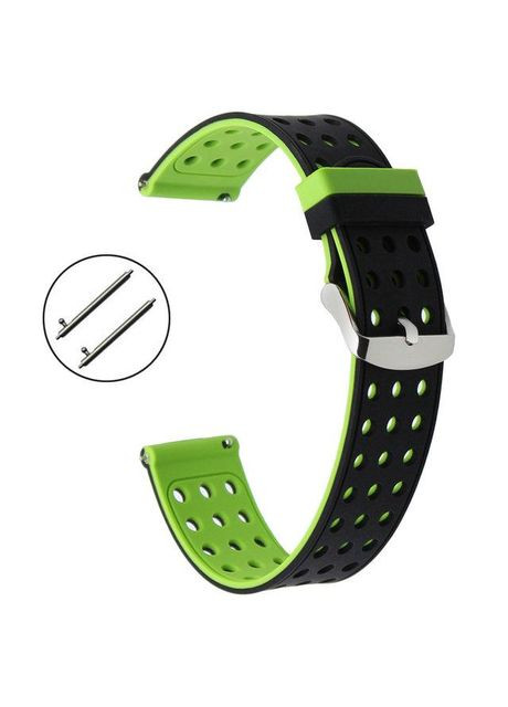 Двухсторонний ремешок с перфорацией для часов Huawei Watch GT / GT Active 46mm Black&Green Primo (262296299)