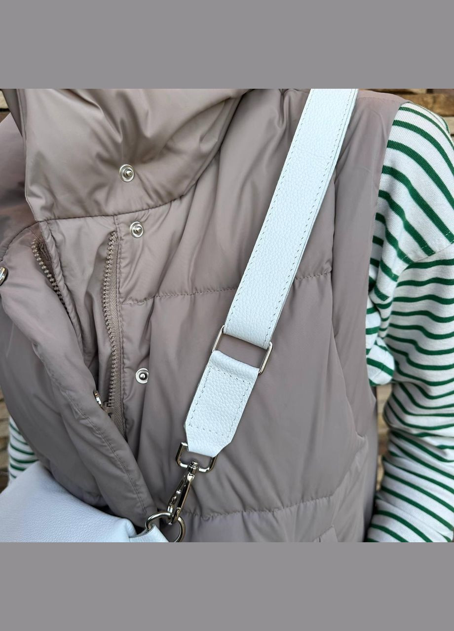 Кожаная женская нагрудная сумка бананка из натуральной кожи белая (sku_1116Т) No Brand (330576703)