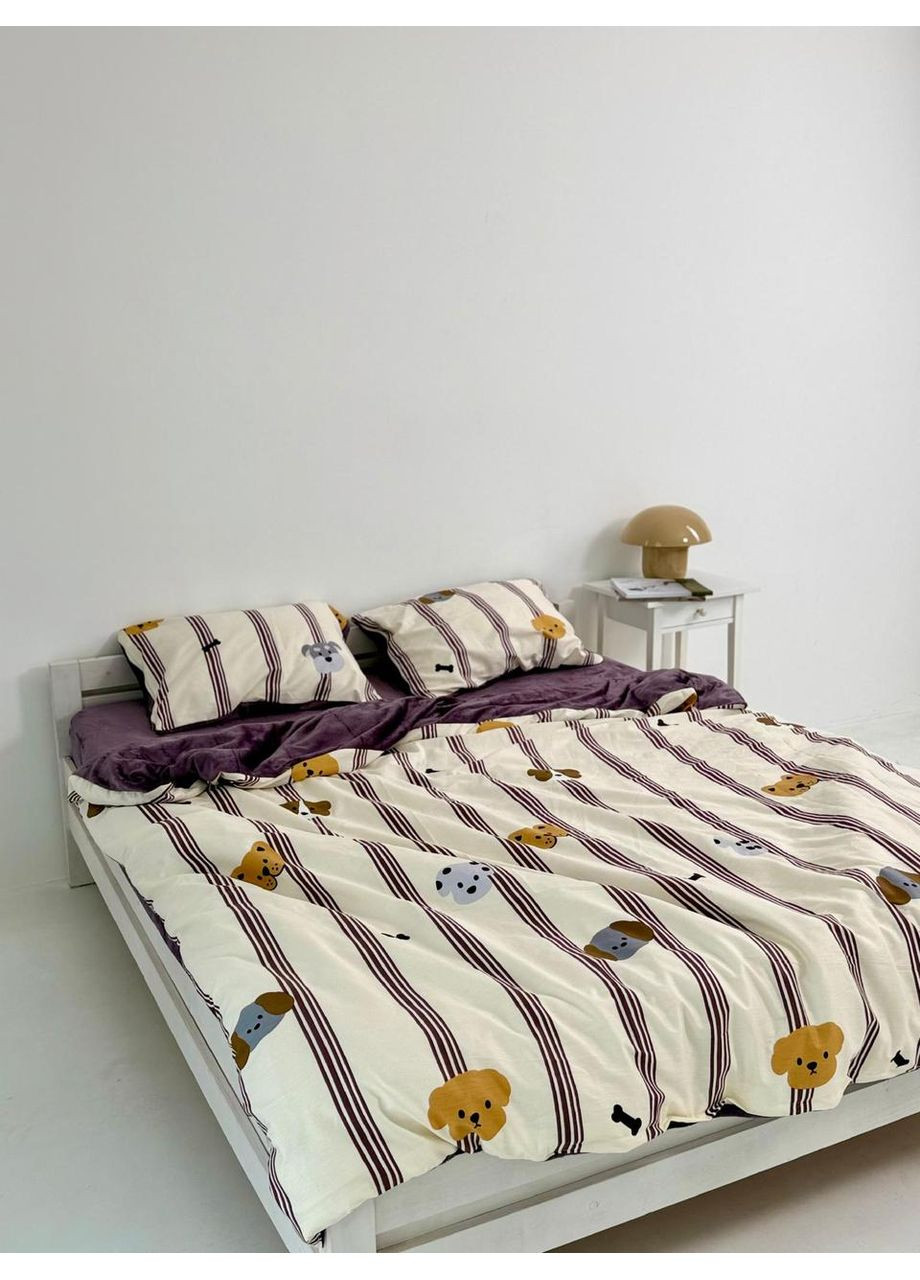 Постільна білизна з резинкою Ліра, сатин з плюшем Двухспальний розмір, наволочки 50/70 No Brand (364219757)