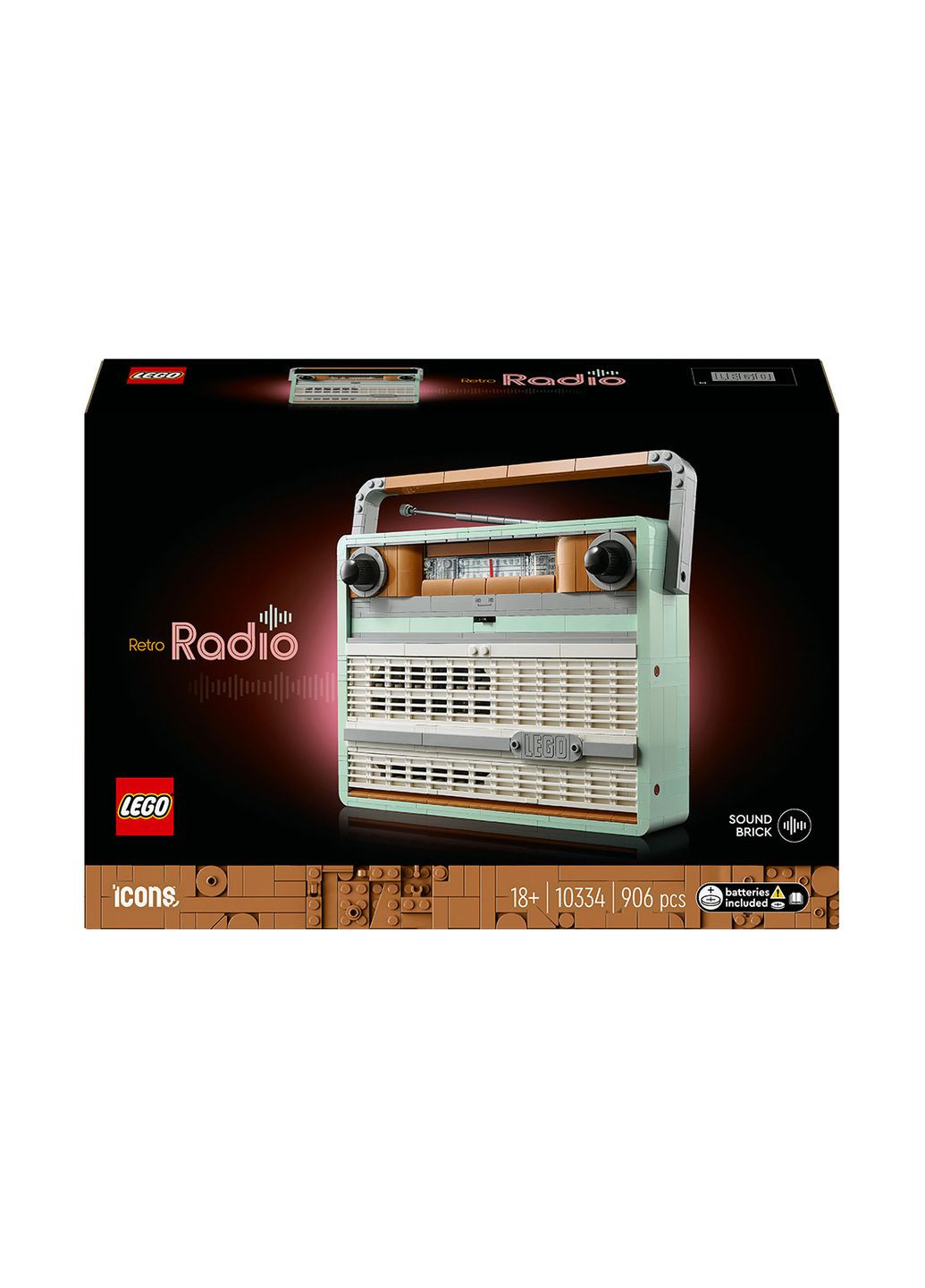 Icons Ретро радиоприемник 906 деталей (10334) Lego (321974651)