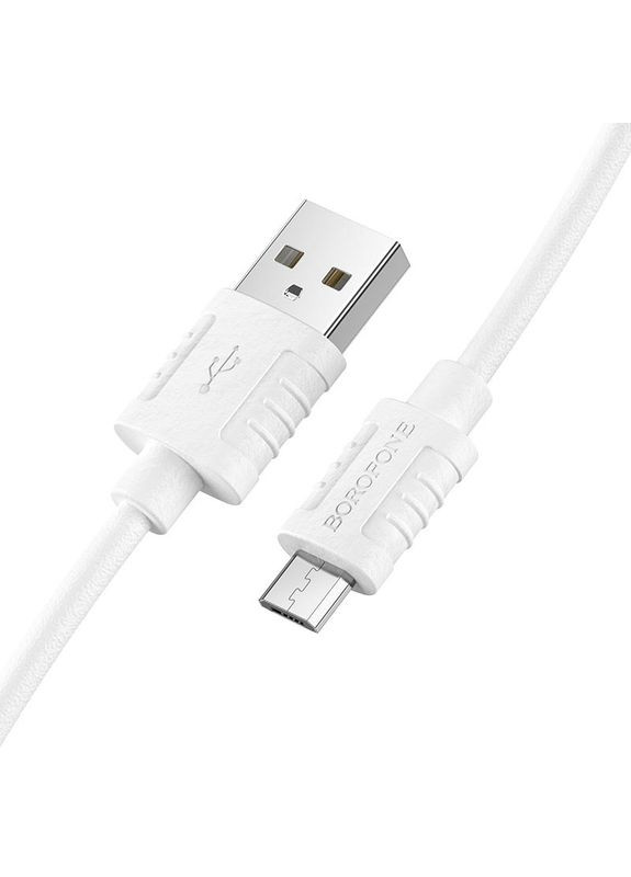Кабель для зарядки MicroUSB Android BX52 |1m 2.4A| Білий Borofone (337350423)