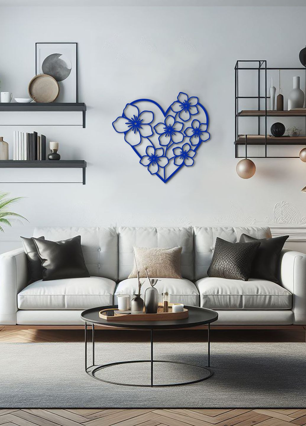Декор для комнаты, деревянная картина на стену "Цветочное сердце", стиль лофт 70х75 см Woodyard (292113629)