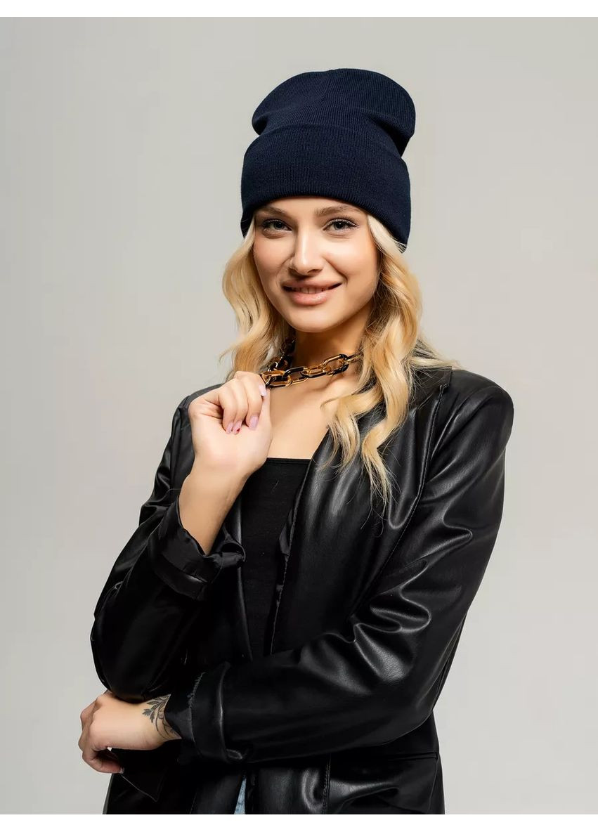 Молодіжна двошарова шапка біні лонг No Brand Шапка біні лонг лопата (362411567)