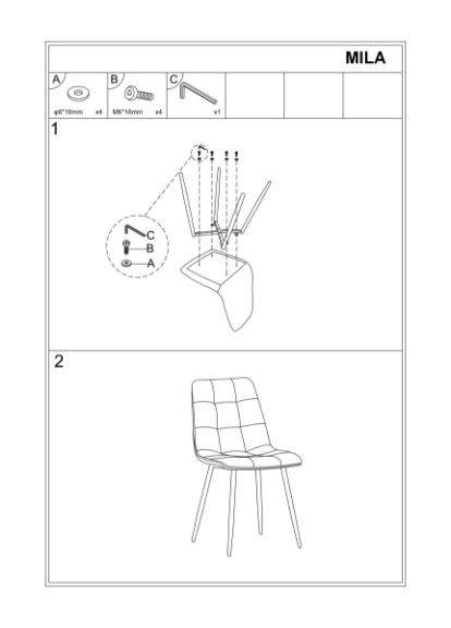 Стілець MILA MATT VELVET 99 чорний каркас / чорний MILAMVCC Signal (372178269)