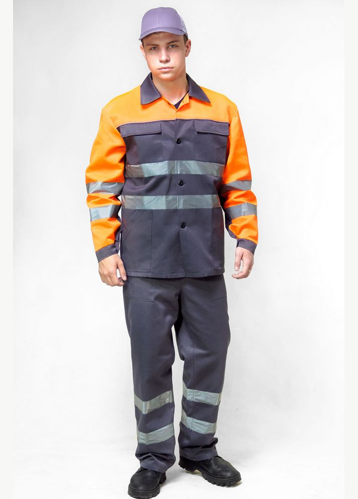 Серый костюм рабочий дорожник (куртка+полукомбинезон), 182/188 см ProsPerous