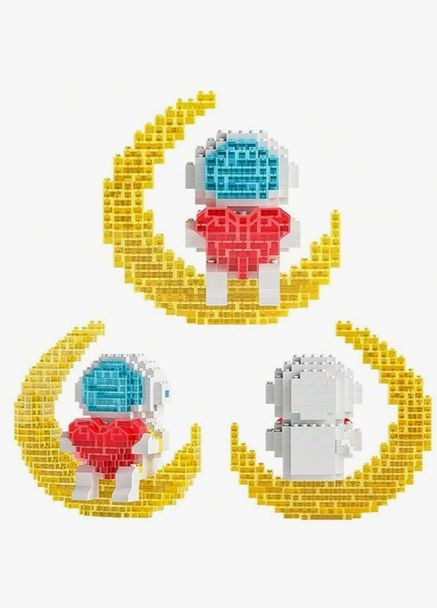 Конструктор ночник 9.5см лего космонавт в месяц, с сердцем подсветкой, светильник для детей, мини конструкторы Space (315355034)