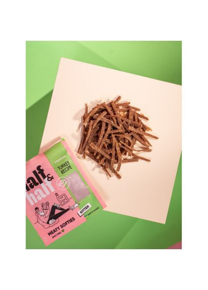 Лакомства для котят Half&Half в форме мясных кусочков с индейкой, 50 г (*) No Brand (322592292)