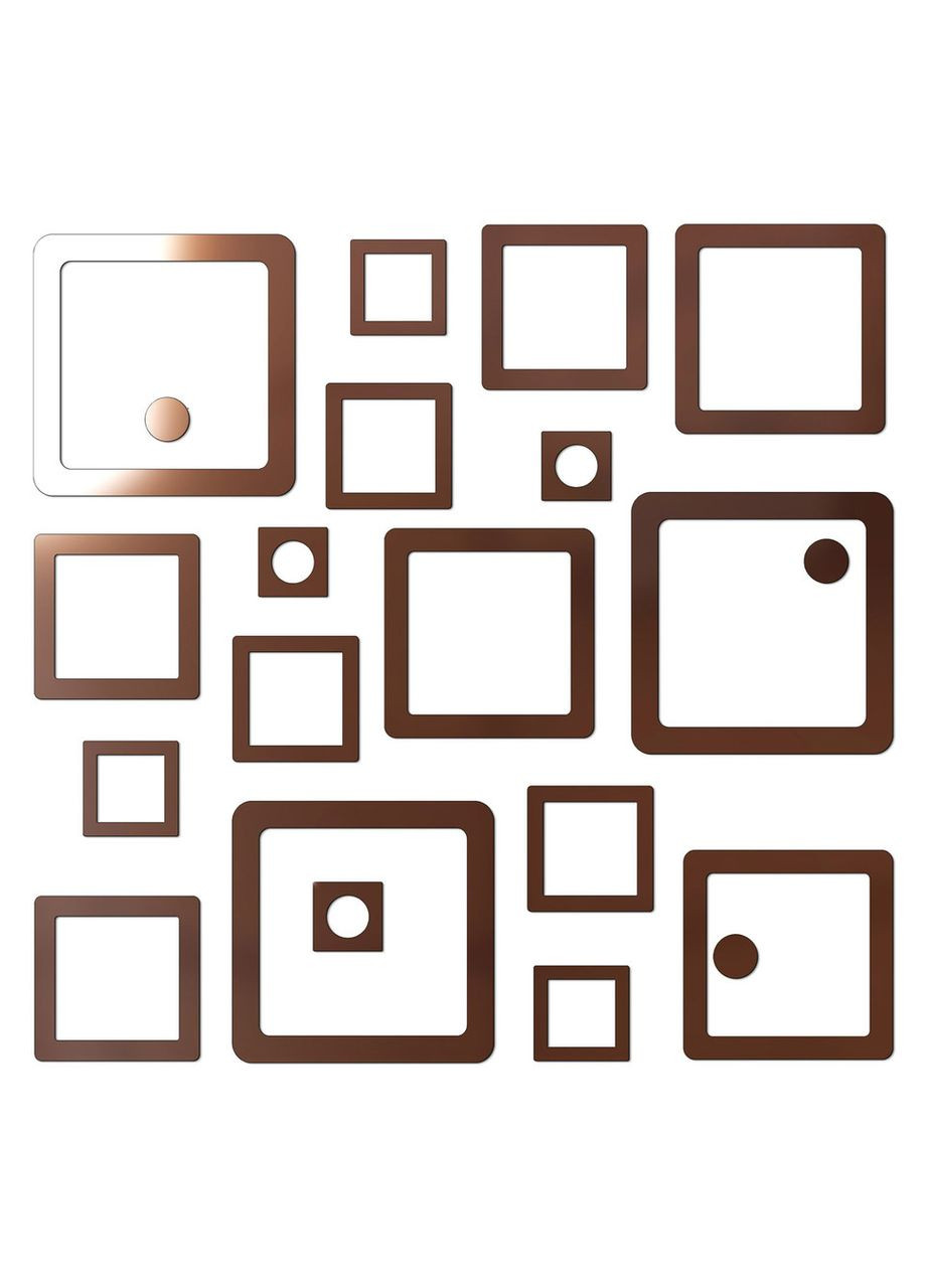 Інтер'єрні дзеркальні наклейки великі настінні Каре 21 шт. Ваша Світлість (366334592)