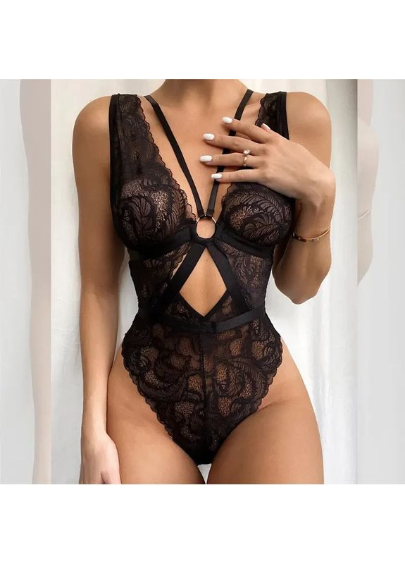 Мереживний боді чорного кольору з ефектними вирізами. Спідня білизна боді еротичний чорного кольору China (360865887)