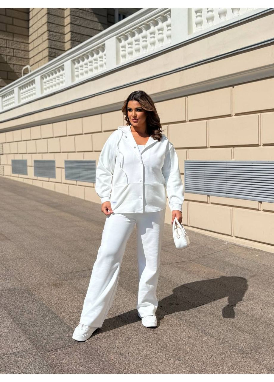 Жіночий костюм із замші: кофта з капюшоном та штани з лампасами MonCher (361146226)