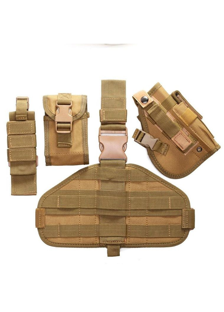 Тактическая кобура на бедро Tactic универсальная Койот – армейская кобура с платформой MOLLE (cob-coyote) L&L (363132356)