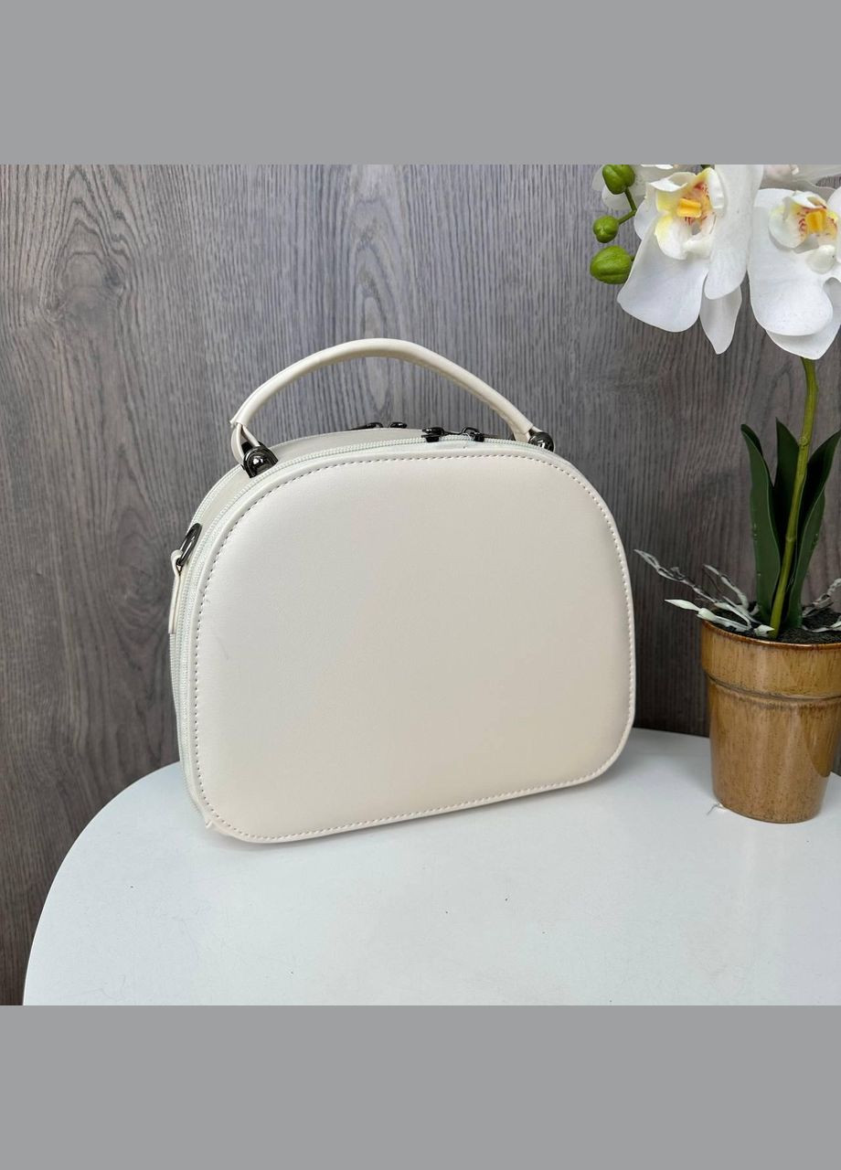 Женская мини сумочка на плечо каркасная Молочный No Brand (298996834)