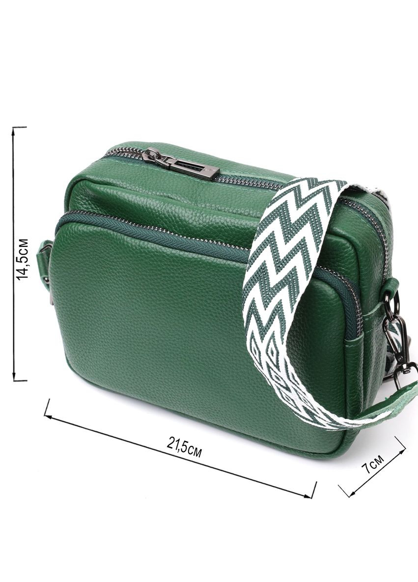 Модная женская кроссбоди из натуральной кожи зеленая 22296 Vintage (329197623)