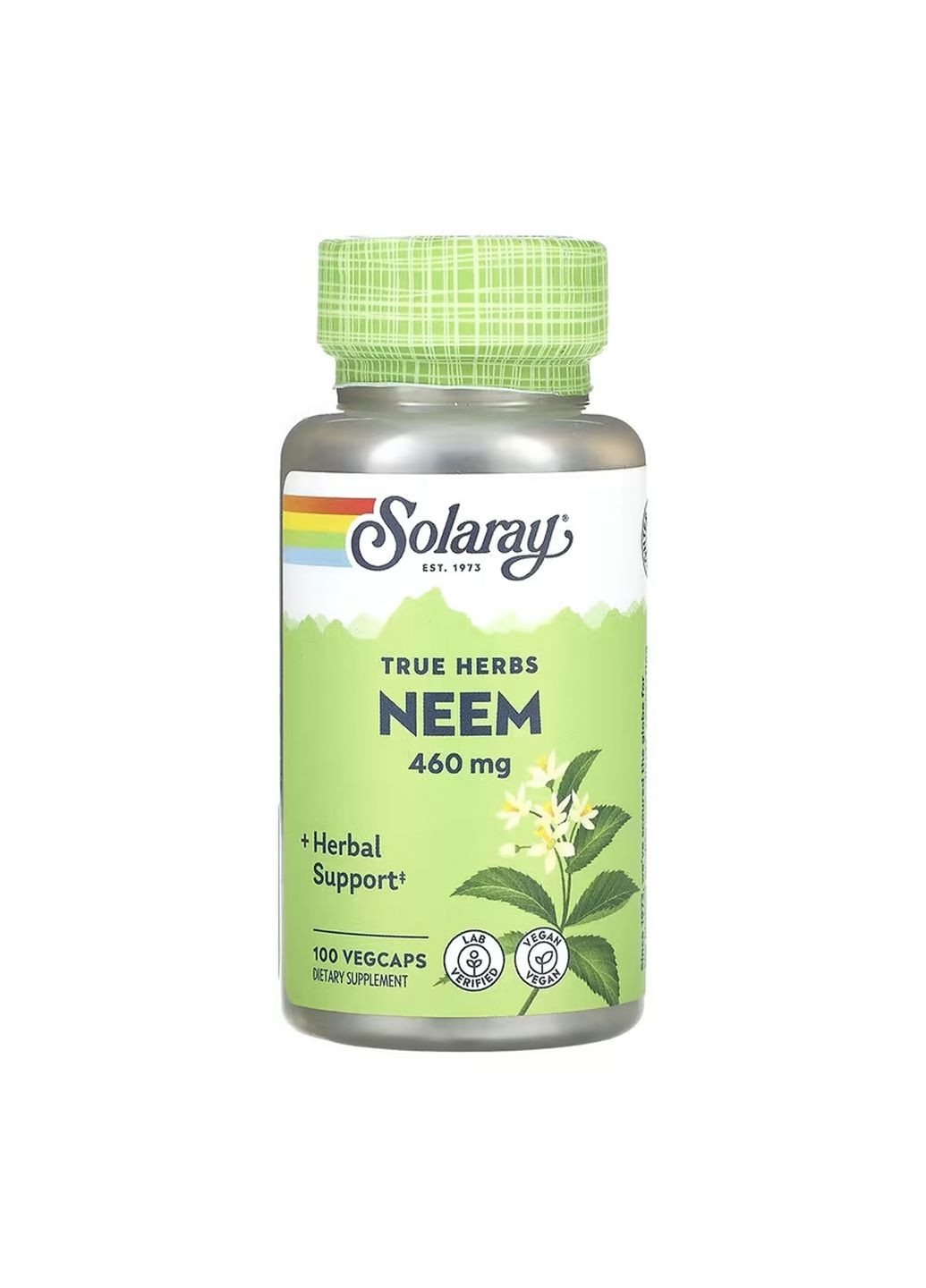 Листя нема 460мг 100 капсул веганські добавки для детоксу та антиоксидантів натуральні Solaray (368980186)