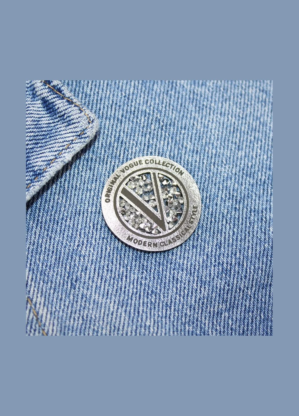 Нашивка з акриловим камінням "Original V" d = срібного кольору (3591) No Brand (335812596)