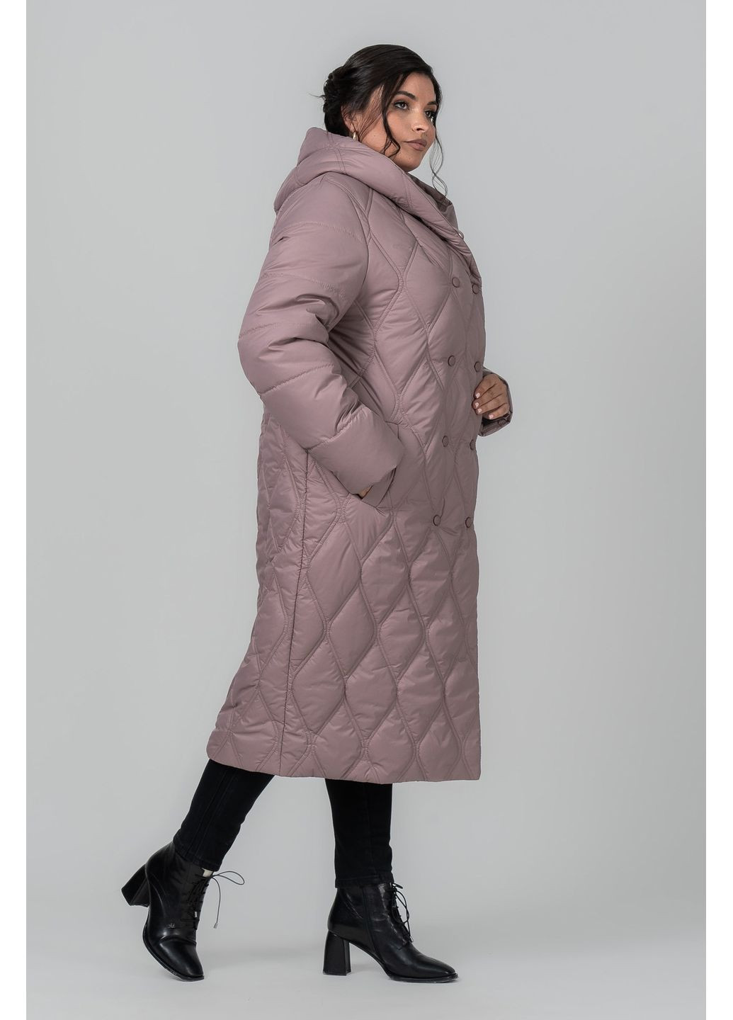 Рожева демісезонна пальто напівприлеглого силуету all posa (ap102012p) A'll Posa