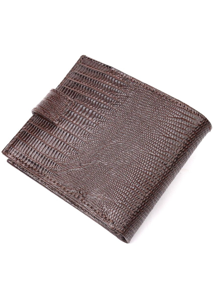 Практичний чоловічий гаманець із фактурної шкіри 21036 Коричневий Karya (366288844)