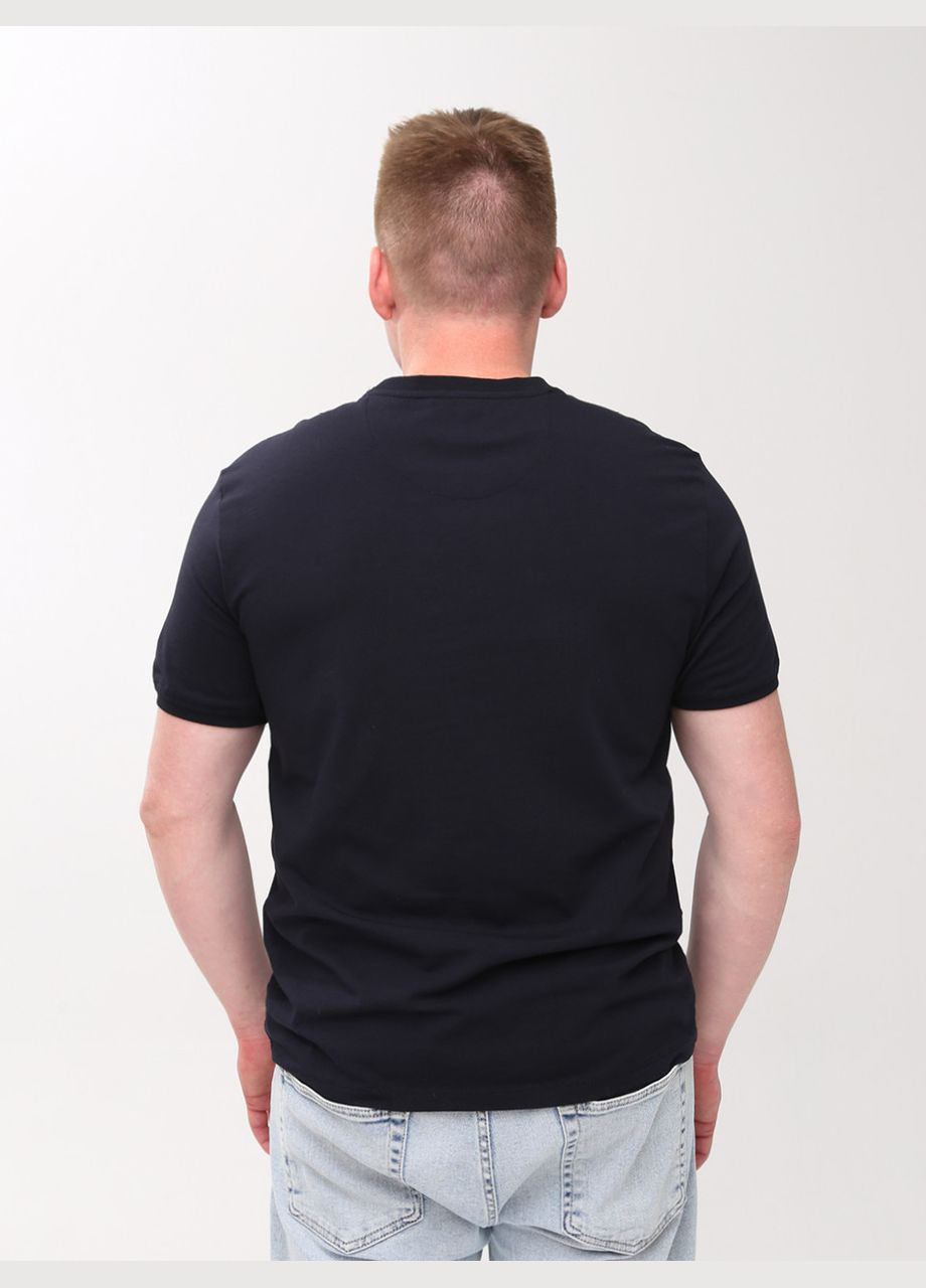 Темно-синя футболка чоловіча темно-синя однотонна великі розміри з коротким рукавом Jean Piere Вільна