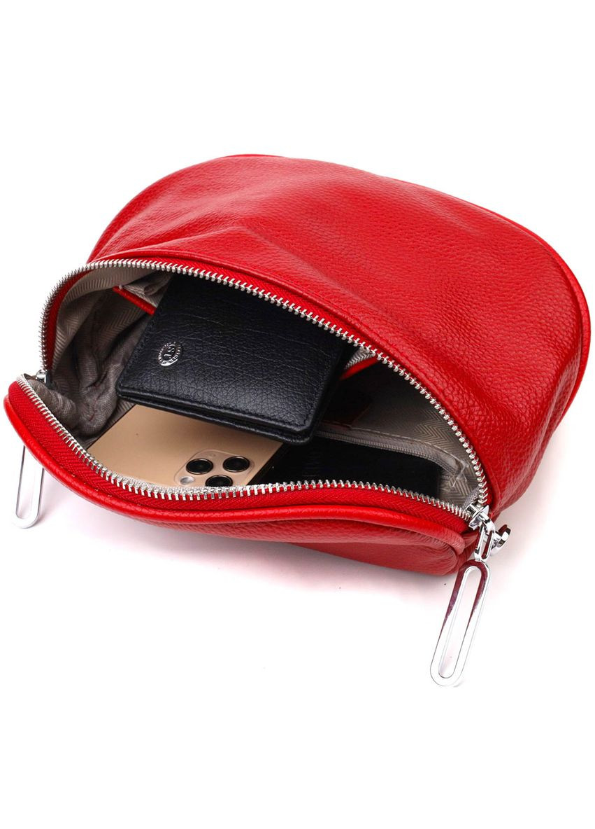 Жіноча напівкругла сумка через плече із натуральної шкіри з одним відділенням Vintage Червона (sku_22081) No Brand (329853477)