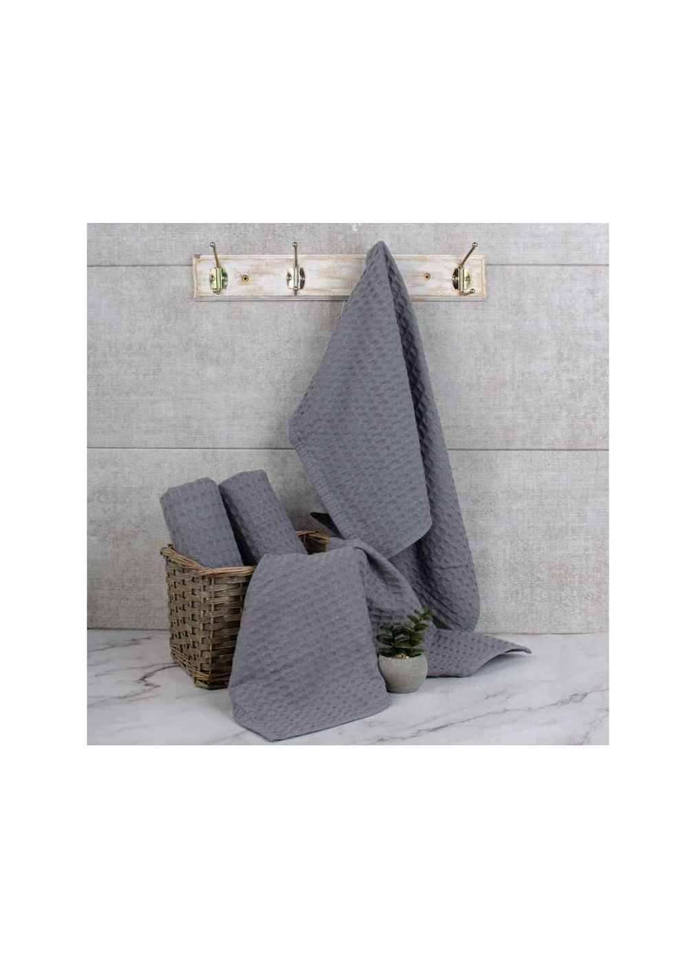 Полотенце вафельное (без бордюра) Aisha темно-серый
