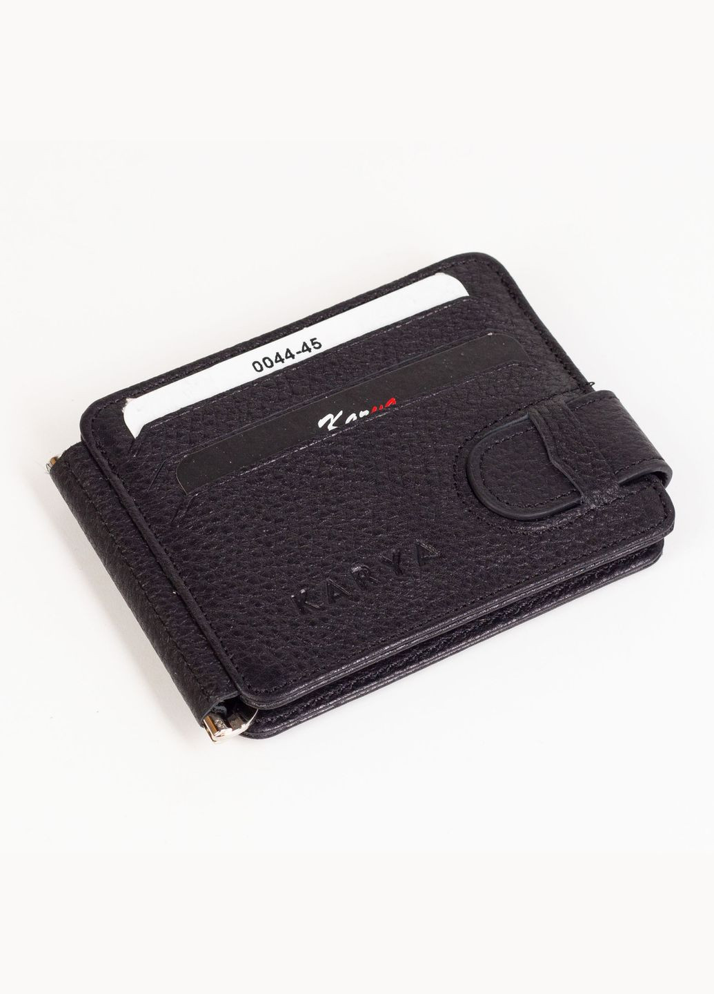 Затиск для грошей шкіряний 0044-45 чорний Karya (261481870)