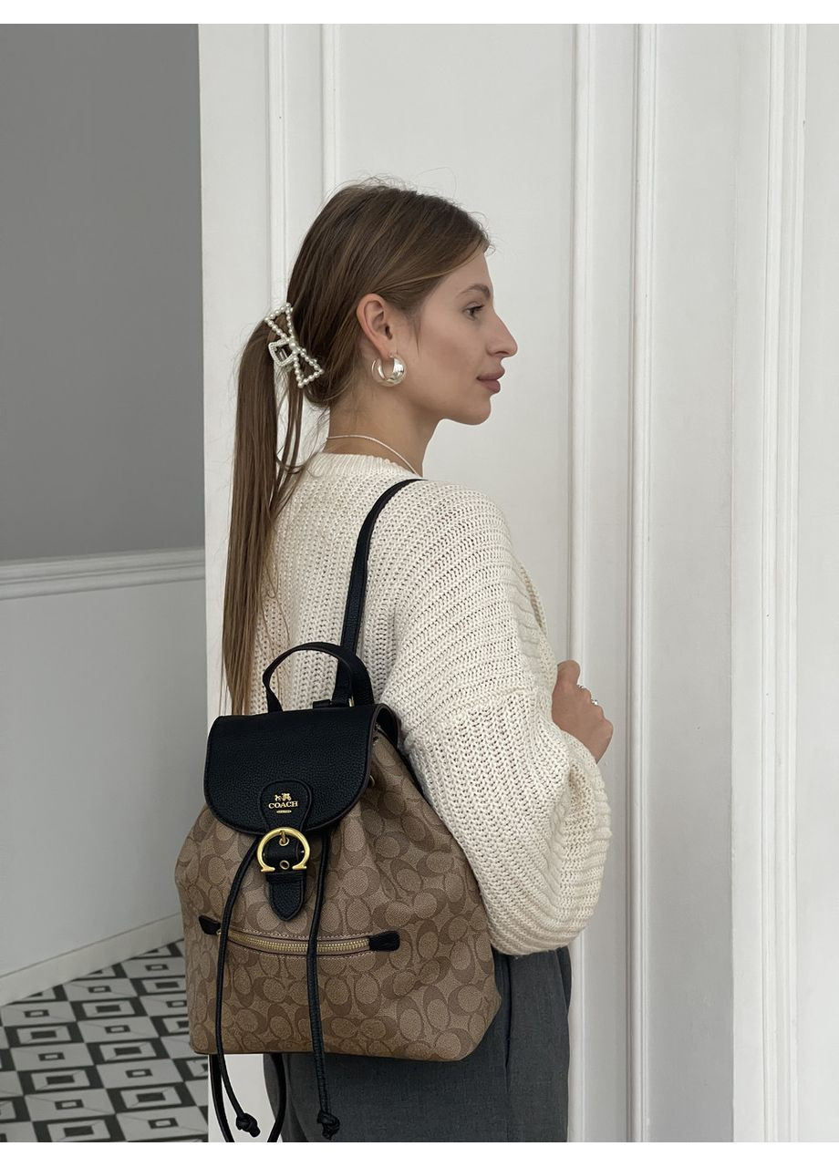 Рюкзак коричневий картатий із коричневими ручками мінішляп жіночий No Brand (369935624)