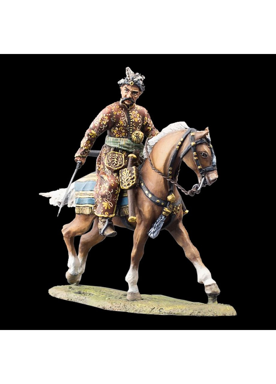 Статуэтка крашеная Казацкий полковник с саблей (Гетман на коне 9 см) 9 см из металла и олова, коллекционная, антиквариат, Artfactory (361860130)