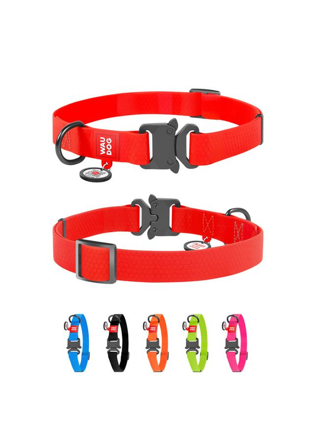 Ошейник для собак водостойкий Waterproof c QR паспортом, металлическая пряжка-фастекс, Ш 25 мм, Длинна 38-58 см, красный WAUDOG (322002461)