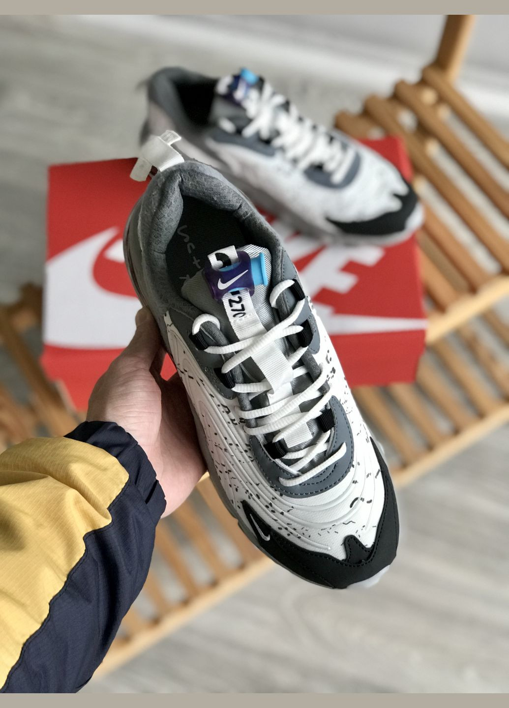 Кросівки жіночі і чоловічі Nike Air Max 270 React x Travis Scott gray| Найк 270 Реакт сірі No Brand сірі демісезони (307288638)